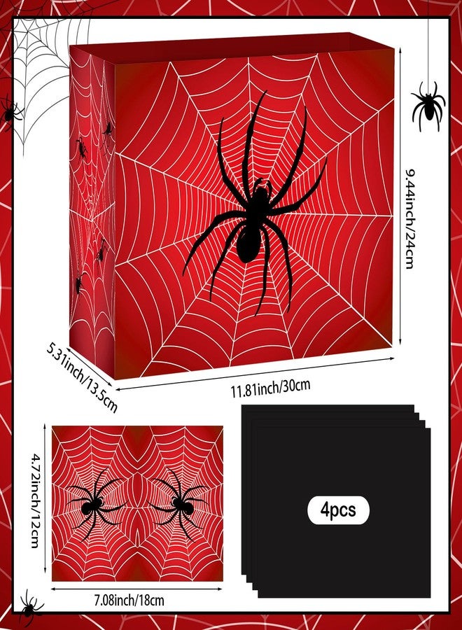 Abilat Large Spider Gift Bag with Tissue Paper and Greeting Card Red Spider Web Birthday Party Favor Wrapping Bag for Boys Men Birthday Supplies Halloween Party Decorations - Image 2